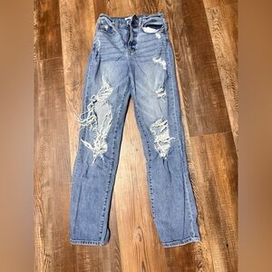 Trendy Distressed Skinny Jeans in Blue